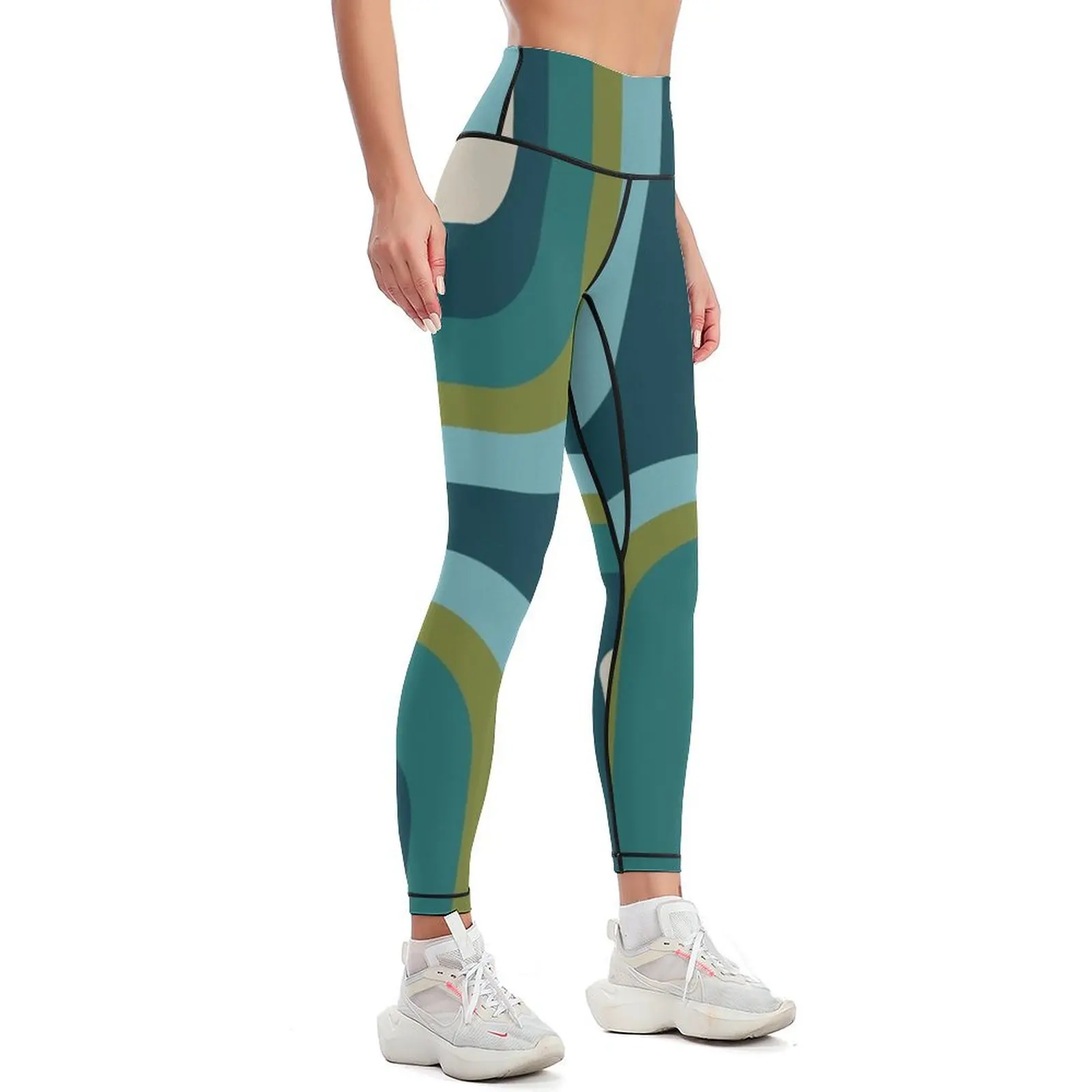 Mid Century Pattern #3 Leggings sports woman gym workout shorts Womens Leggings