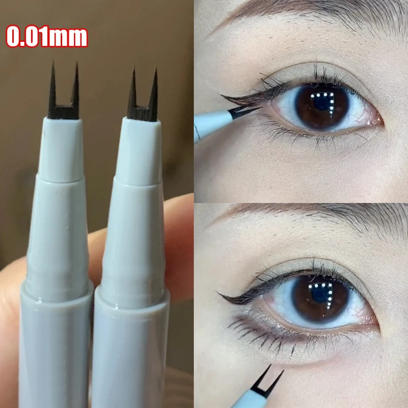 Waterproof 2 Point Liquid Eyeliner Pen Lasting Natural Quick Dry Ultra-thin Lower Eyelash Eyebrow Tattoo Pen Eye Makeup Cosmetic