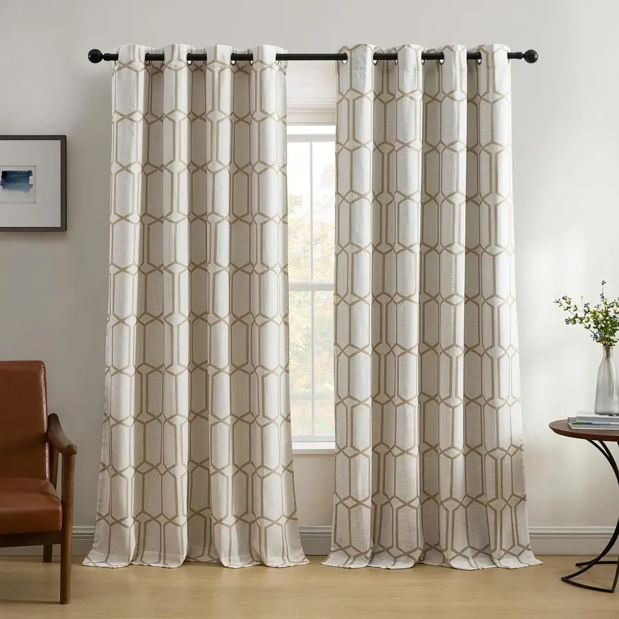 

Home Fashions Kaiden Geometric RoomDarkening Window Curtain, Single Panel, 52 W x 95 L 1 Panel, Taupe
