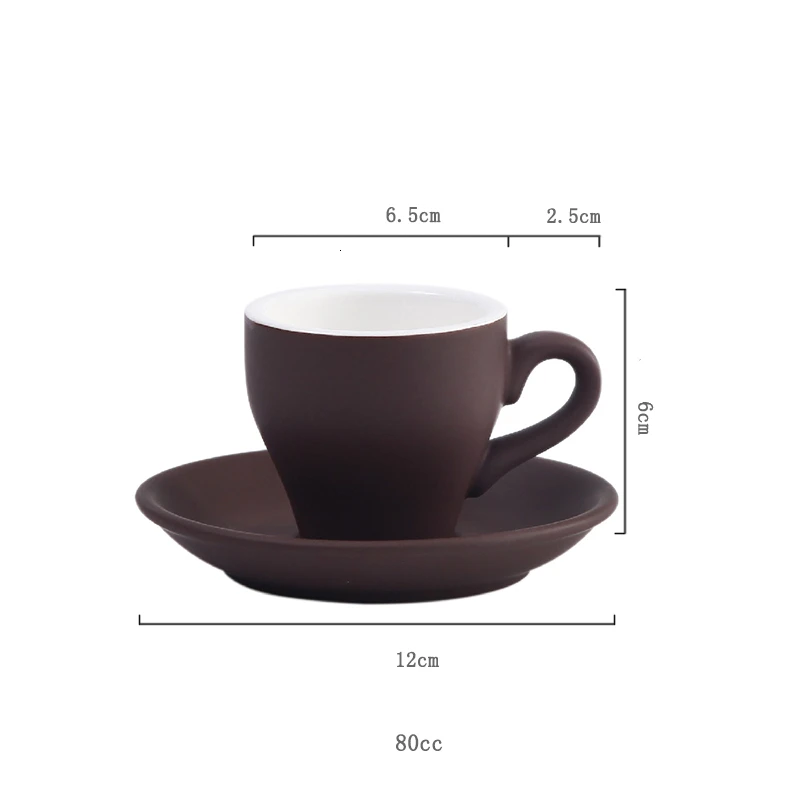 HF New Pattern Tulip Shape Professional Ceramic Espresso Shot Cup Saucer Sets Cafe 80ml Small Caffe Americano Strong Coffee Mug