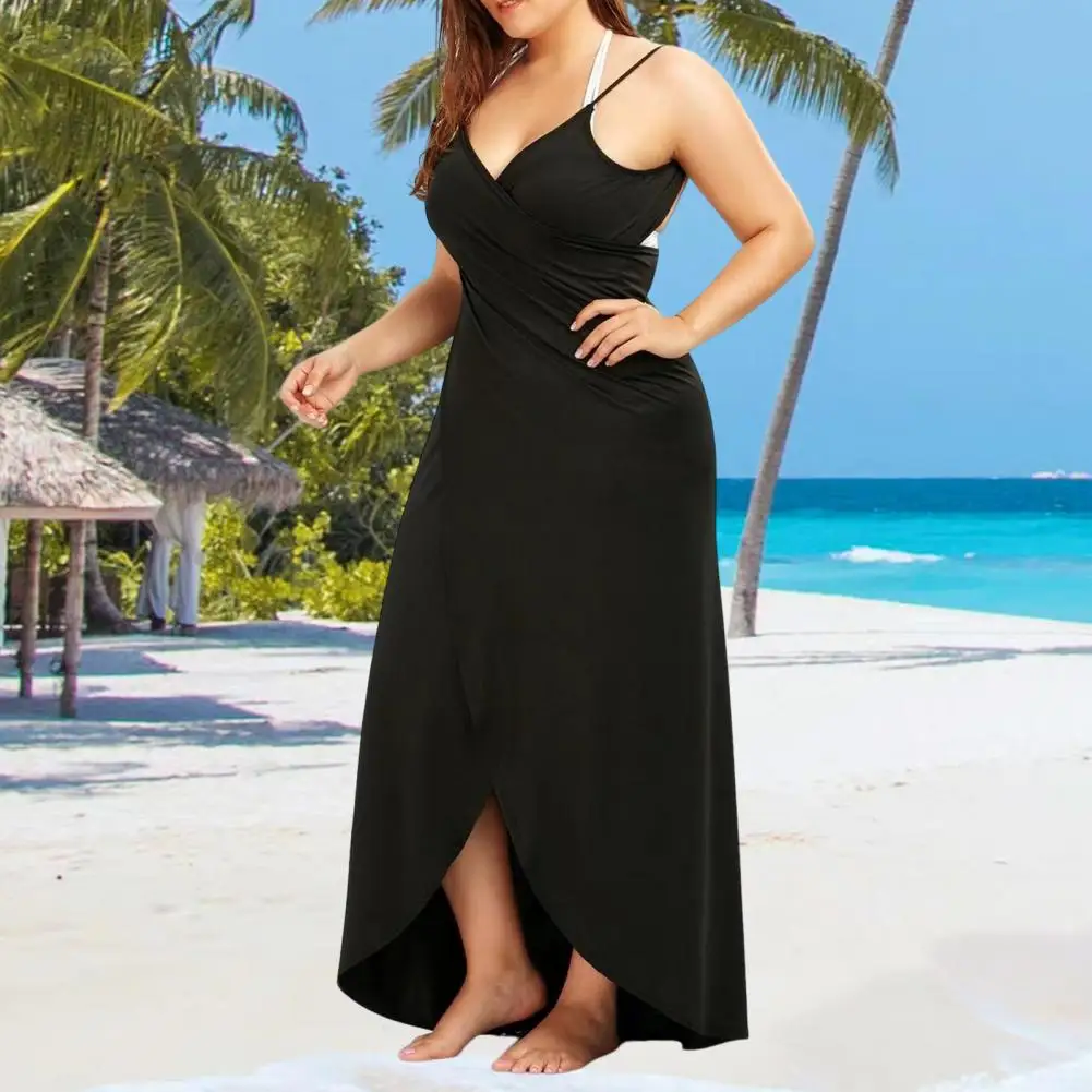 Vestido de playa con tirantes para mujer, traje de baño cruzado con Espalda descubierta, bata Y2K con Tirantes ajustables