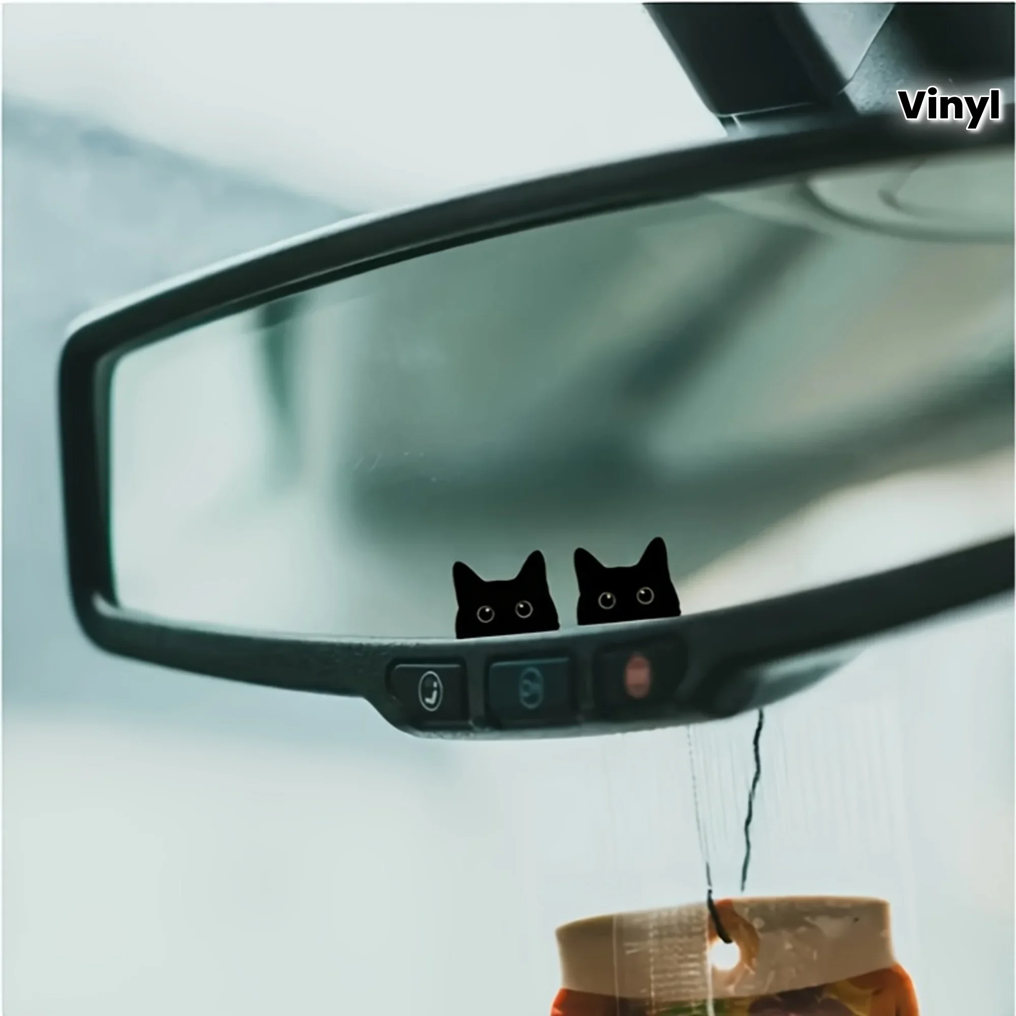 

3Pcs Cute Cat Car Rearview Mirror Stickers, Peeking Cat Design Vinyl Decals, Ideal Automotive Accessories for Women & Girls