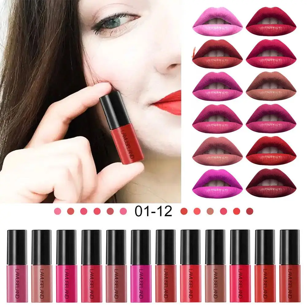 LAMUSELAND 3Pcs/Set Waterproof Long-Lasting Matte Liquid Lipstick Gloss Colors Cosmetics Mini Lasting Sets Pigmented Lip Li J6F4