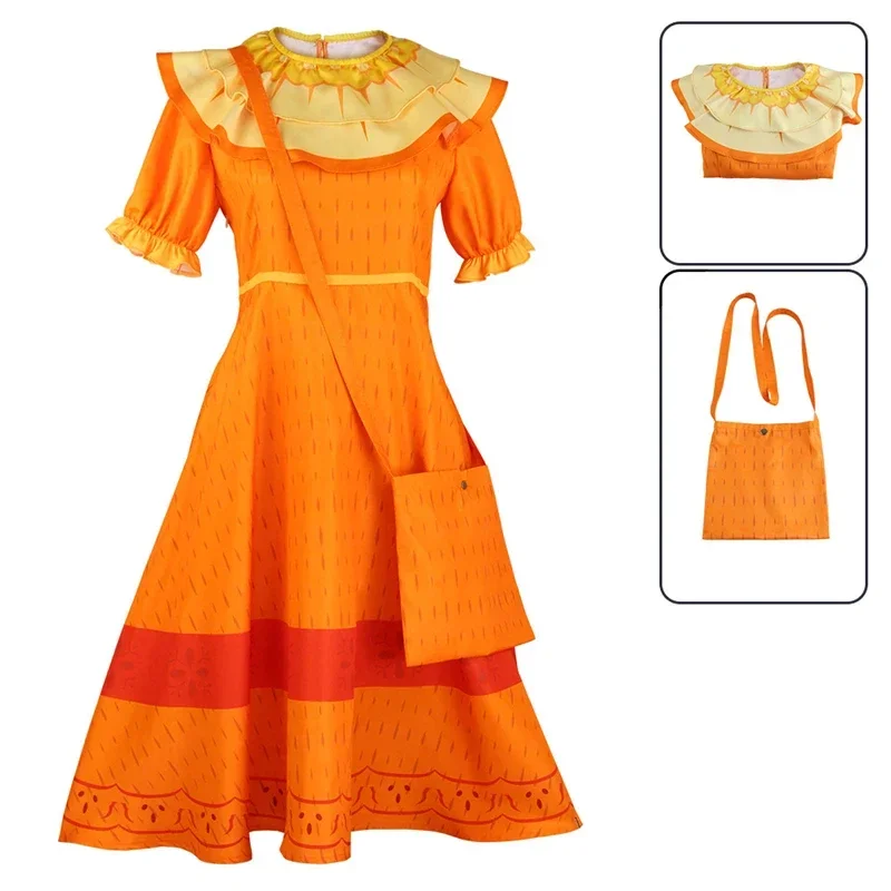 

Anime Movie Madrigal Cosplay Costume Pepa Orange Adult Ruffle Princess Dresses Mirabel Charm Fancy Dress Carnival Gift