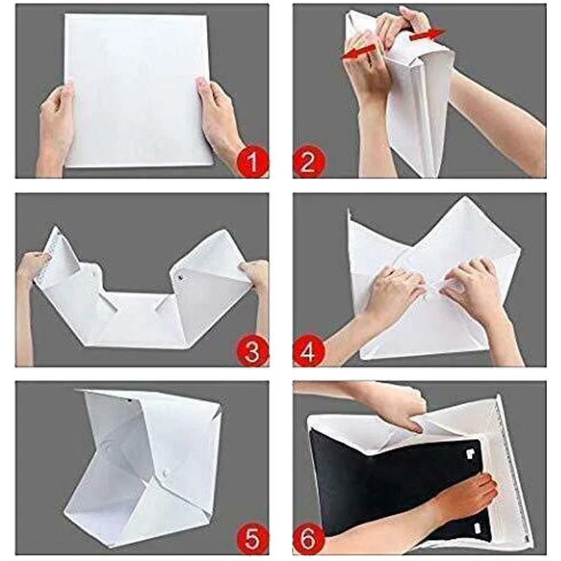 Bild 7: Lightbox Licht Box Mini Foto Studio Box 23*22*24 cm Fotografie Box Licht Studio Schießen Zelt Box Kit 6 farbe Hintergründe Tuch