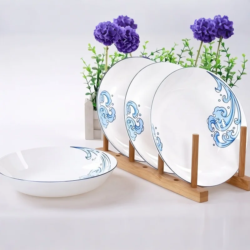 4pcs set, 8inch, fine bone china serving dishes, ceramic chafing dishes for buffet, porcelain dinnerware, pasta dish, dinner