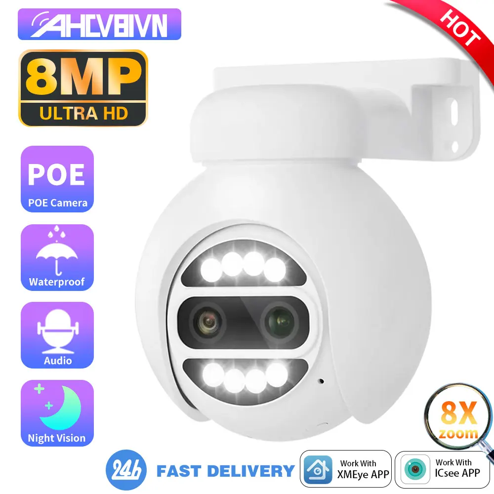 

8X PTZ Zoom Outdoor Wireless 8MP 4K 4MP PTZ POE IP Camera Home Security CCTV Video Surveillance Camera Pan Tilt SD Card Slot XM