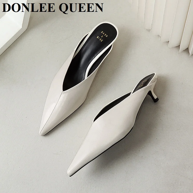 Fashion Women Slippers Pointed Toe Low Heel Mule Shoes Casual Slide Luxury Brand Slipper Female Outdoor Flip Flops Zapatos Mujer