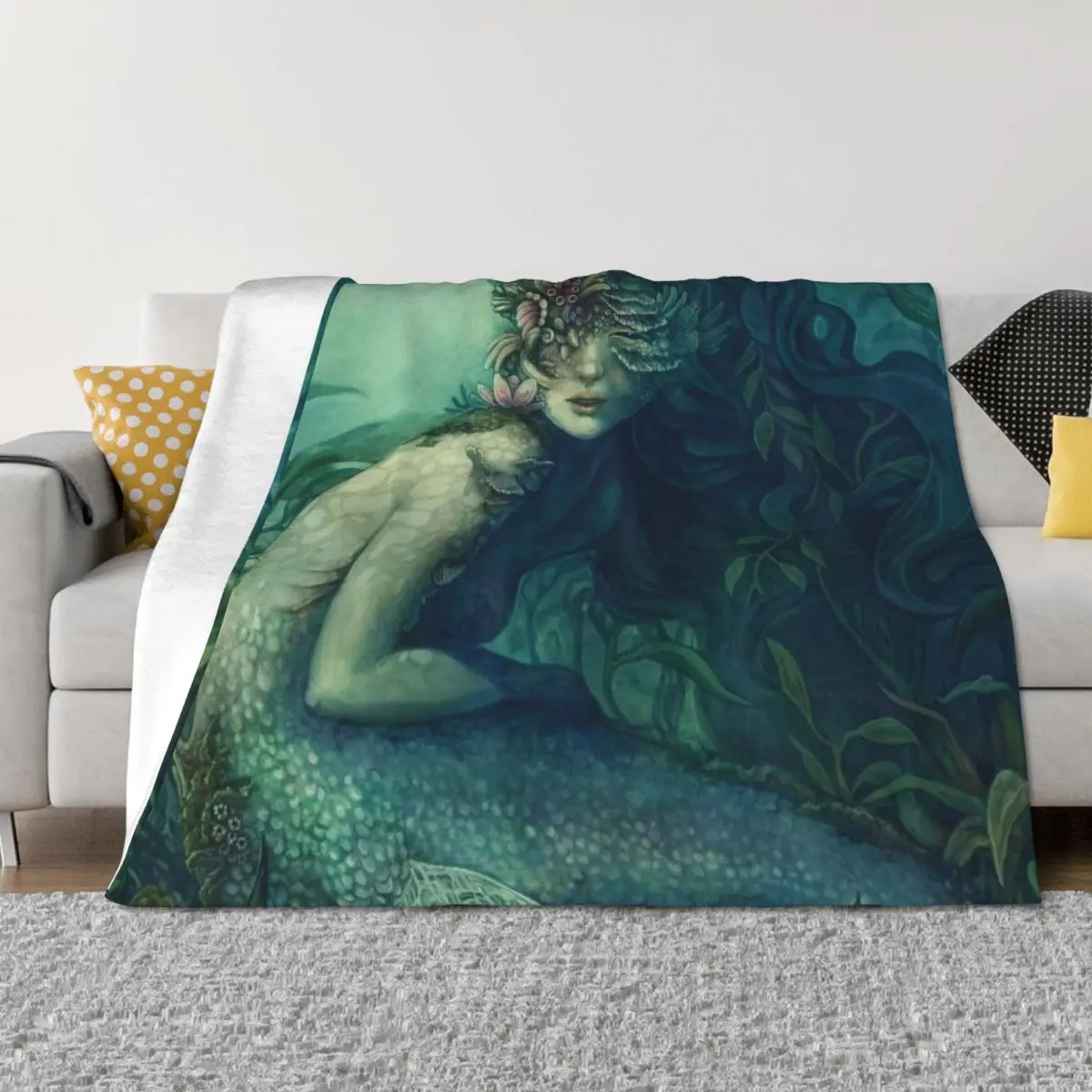 

Dwynwen - Mermaid Throw Blanket Polar Luxury Thicken Thermals For Travel wednesday Blankets