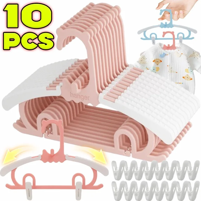 Colgador de ropa para niños, colgador de almacenamiento de secado antideslizante, tendedero telescópico, organizador de Clip para armario sin rastro, 5/10 Uds.