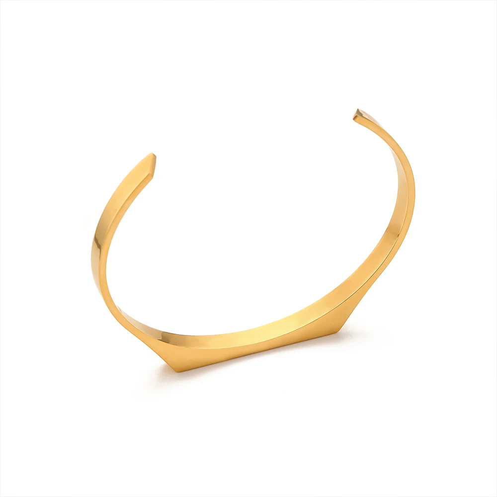 eManco Classic Open Bracelet Minimalist Stainless Steel Gold Plated Men\'s Bracelet Wholesale