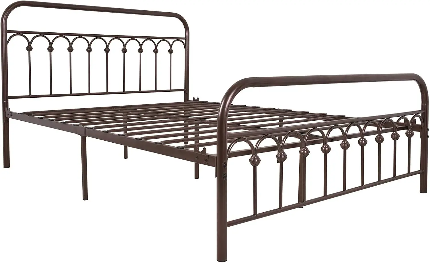 YALAXON Vintage Sturdy Queen Size Metal Bed Frame with Headboard and Footboard Basic Bed Frame No Box Spring Needed