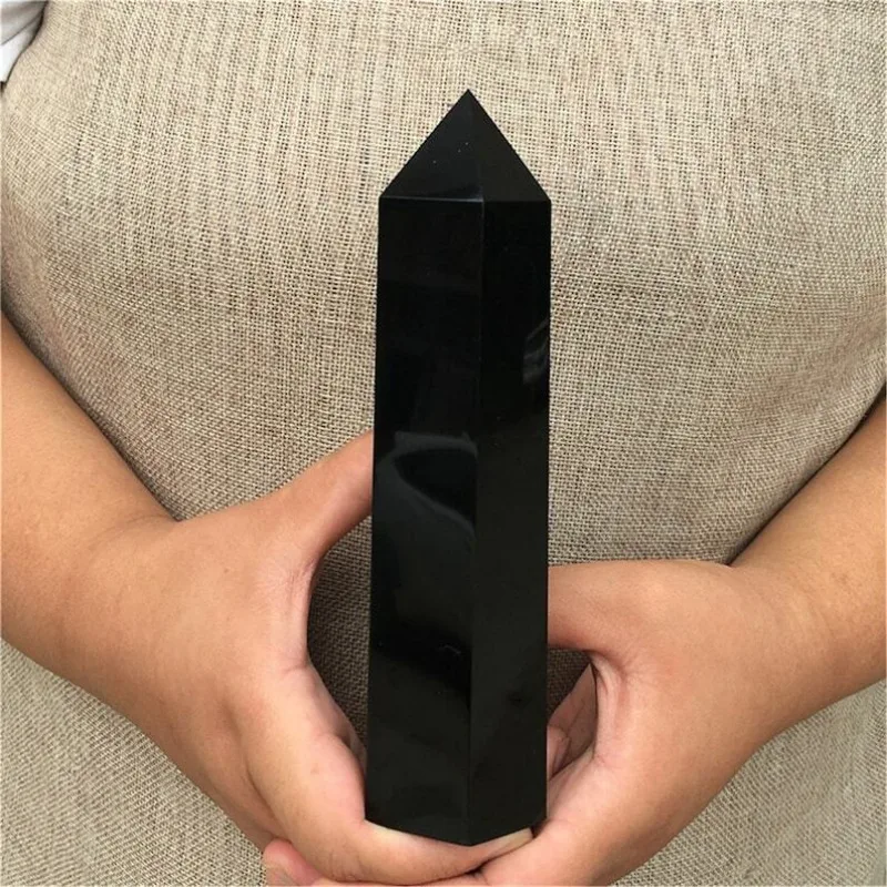 400g+ Natural obsidian Obelisk Quartz Tower Crystal Wand Point Home Decoration Healing Crystals Home Decorations