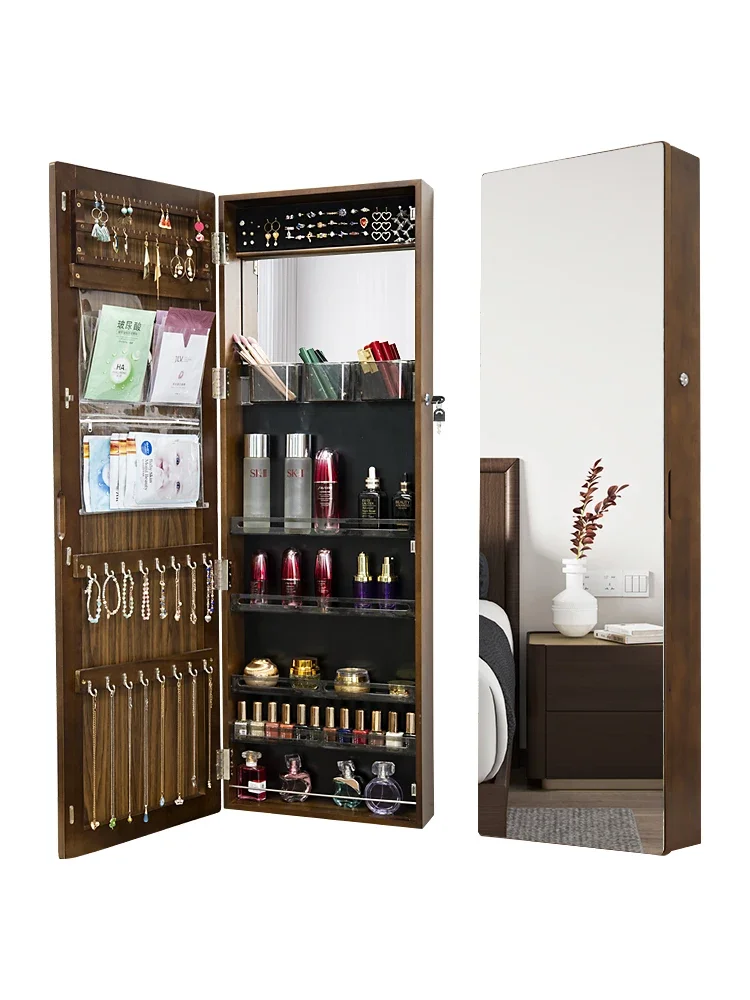 Solid wood full-length mirror jewelry storage cabinet wall-mounted bedroom full-body mirror cosmetic cabinet home mirror 6198