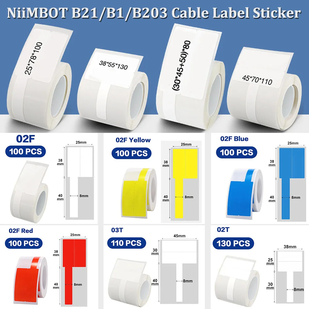 NiiMBOT B21 B1 B3S Cable Label Paper for Network Cable Optical Fiber Tail Adhesive Tape Network Security Switch Label Sticker