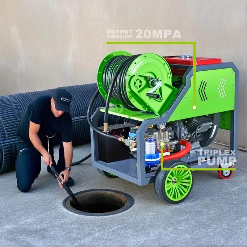 

Industrial Heavy Duty High Pressure Drain Pipe Cleaner Diesel Drill Sewer Jetter Cleaning Machine With High Flow Pump