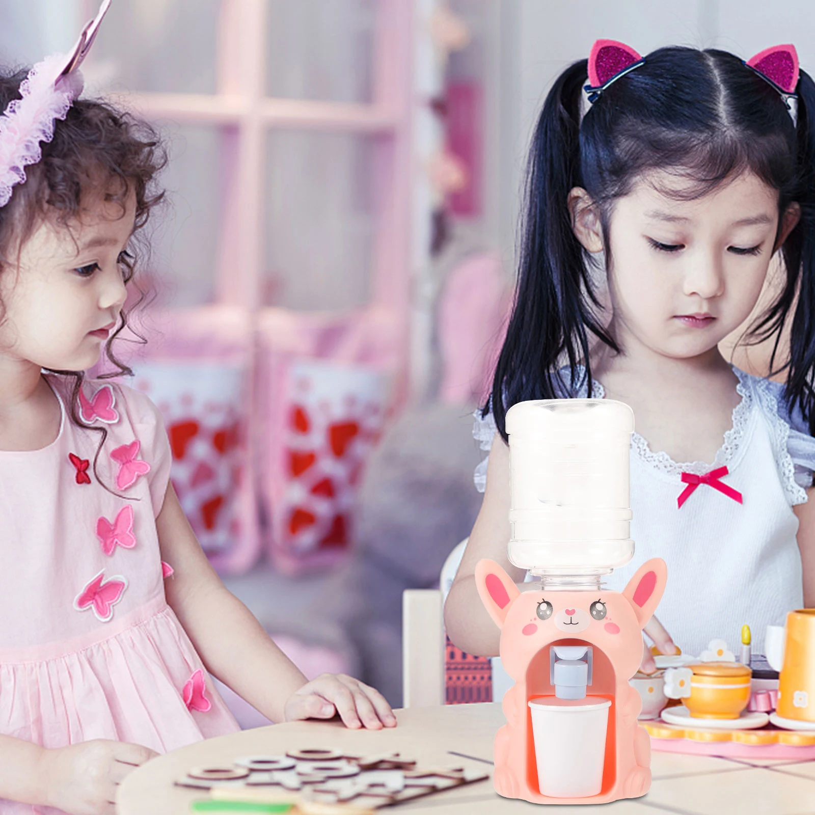 2 قطعة نافورة مياه للأطفال بتصميم كرتوني موزع مياه صغير محمول قابل لإعادة الاستخدام من البلاستيك للتخييم والتنزه في الهواء الطلق #4