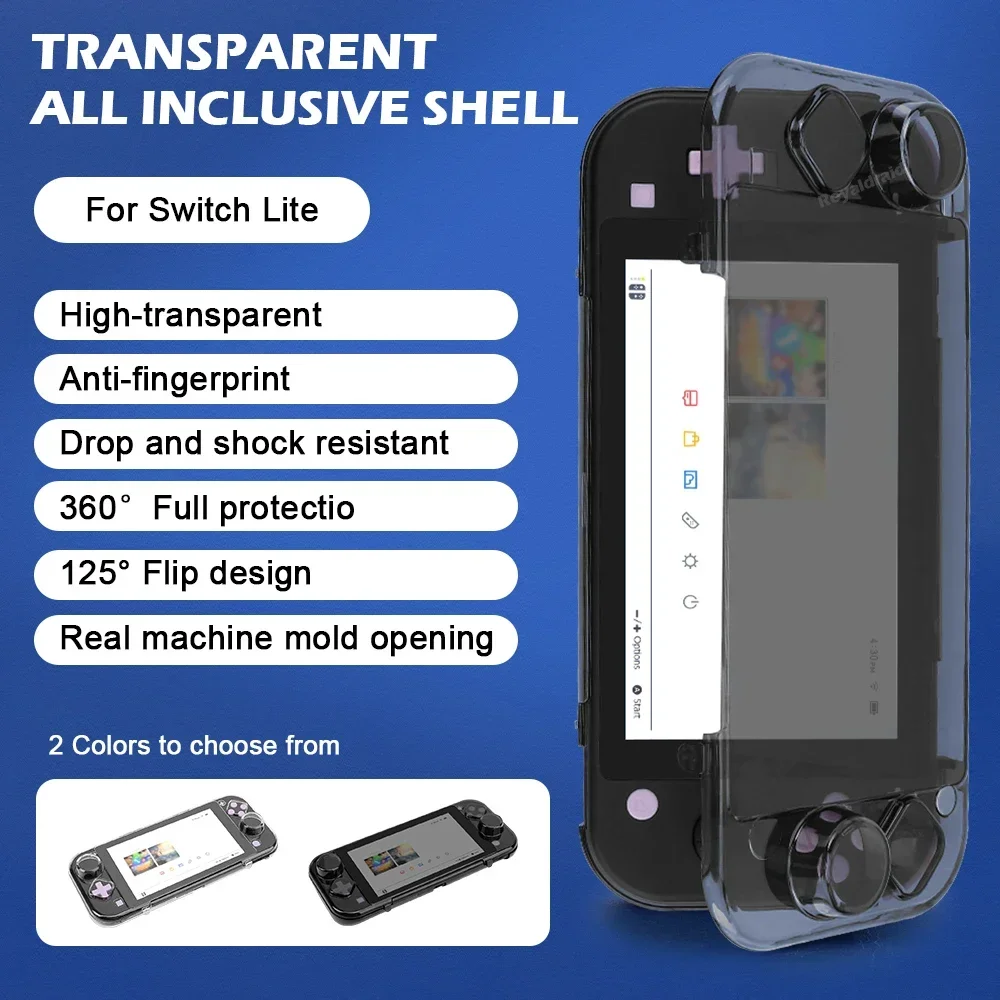 Fotografia 5: Capa transparente com glitter para switch lite, capa protetora transparente e completa, super leve, com estrutura de cristal integrada em pc