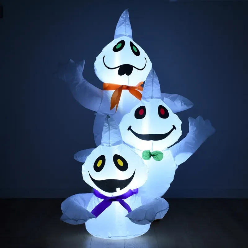 Halloween Inflatable Ghost LED Light Up White Air Blow Up Figure Outdoor Yard Garden Haunted House Party Decoration Prop