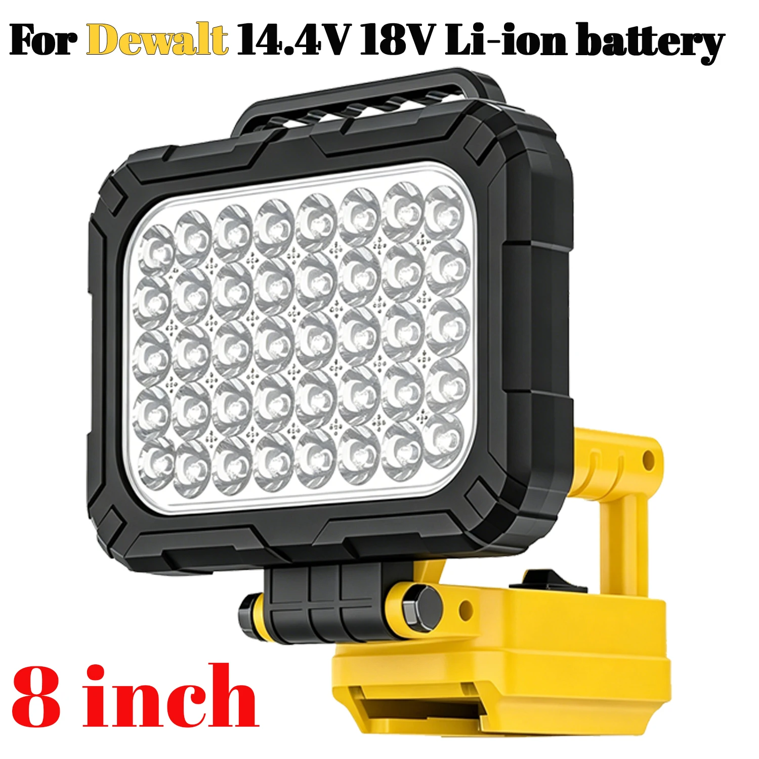 Kabellose LED-Arbeitsleuchte für Dewalt 18-20V Li-Ionen-Akku, Dual-USB, tragbar, verstellbarer Winkel, Griff, Notlicht, ohne Akku – Detail 5