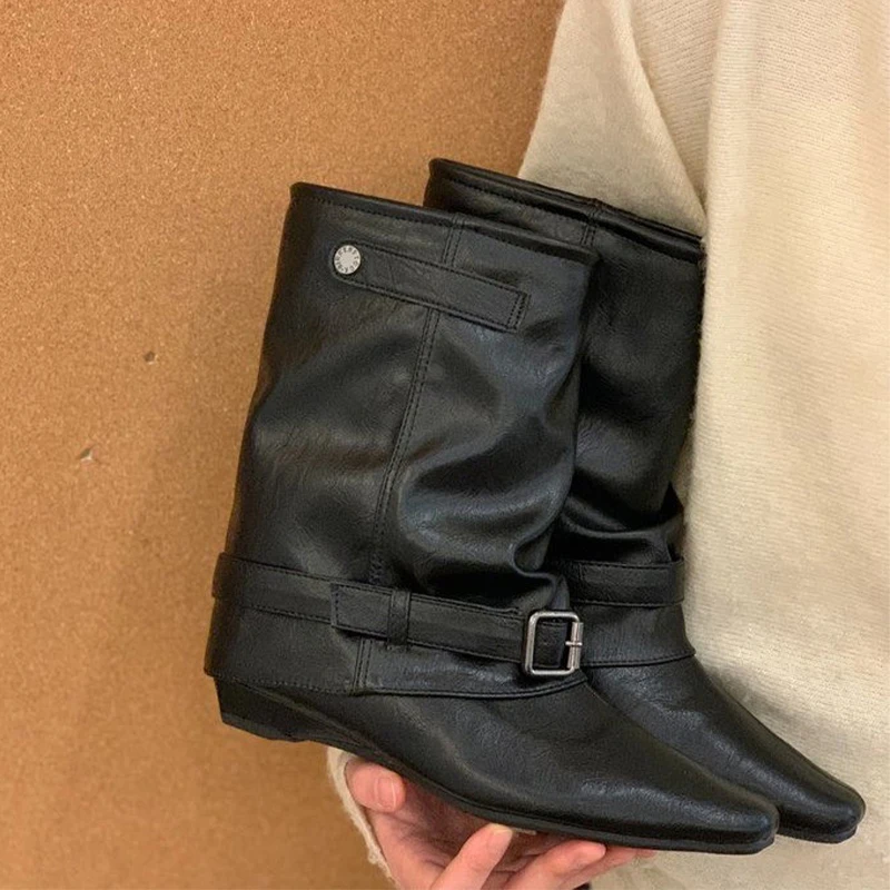 

Женские ботинки, дизайнерские туфли на плоской подошве, новые туфли до середины икры, женские зимние ботинки челси 2025 года, спортивные прогулочные замшевые туфли Mujer Snow Botas