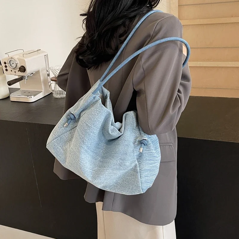 Denim Women's Bag New Jeans Eco Bag Korean Messenger Bag Y2K Shoulder Bag Shopping Vintage Tote Handbag Quilted Sling Bag Ladies