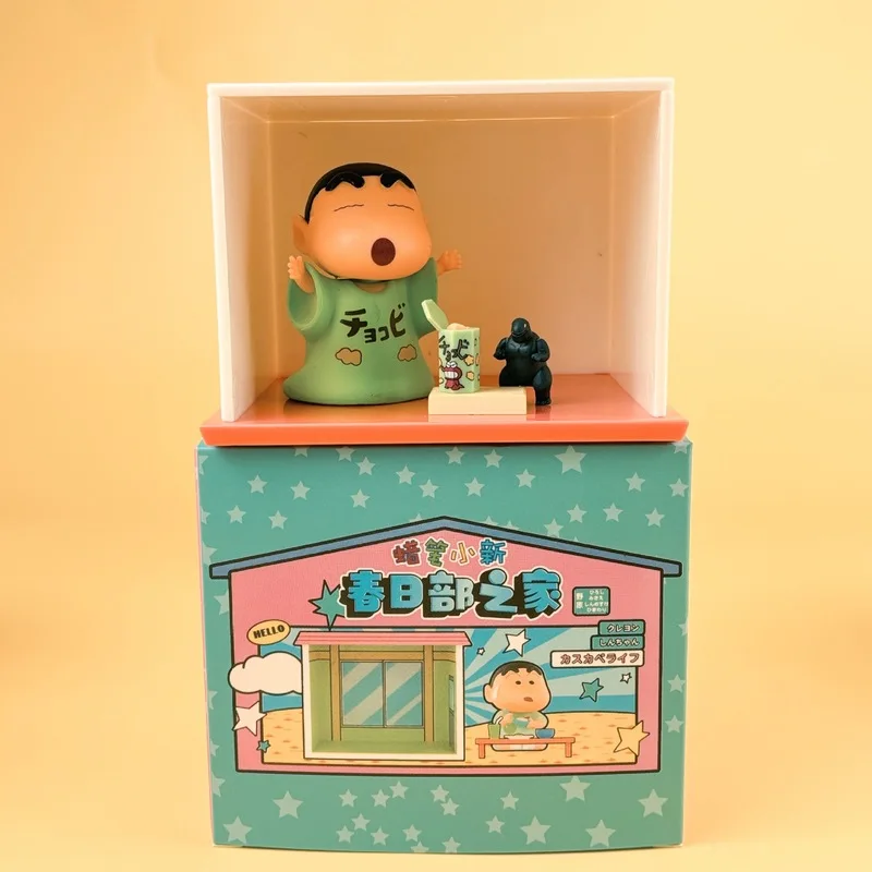 Crayon Shin chan Anime Characters Spring Home Series Blind Box Characters Fashion Cute Car Decoration Model Toys Authentic Gifts