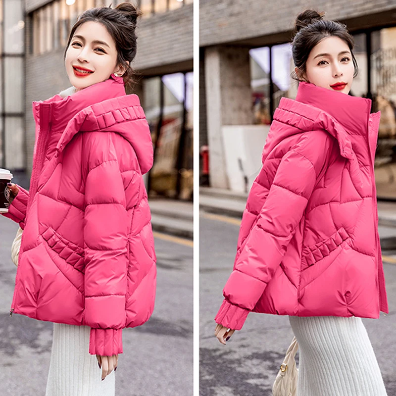 Parkas coreanas para mujer, chaqueta gruesa y cálida de algodón, abrigo holgado con capucha, ropa de nieve para invierno, novedad de 2023