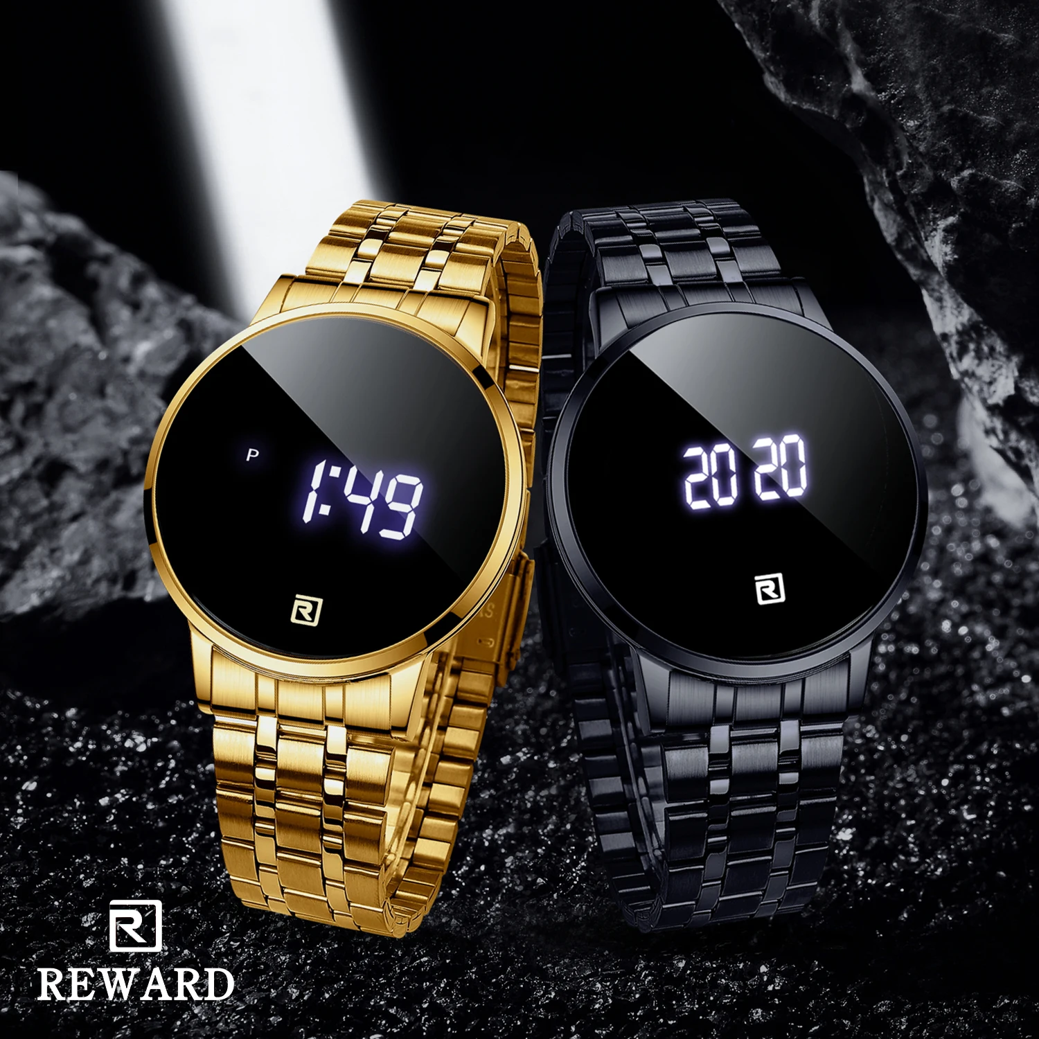 REWARD Quartz Watch for Men Luxury Gold Watch Waterproof Luminous Stainless Steel Business Men\'s Quartz Watch