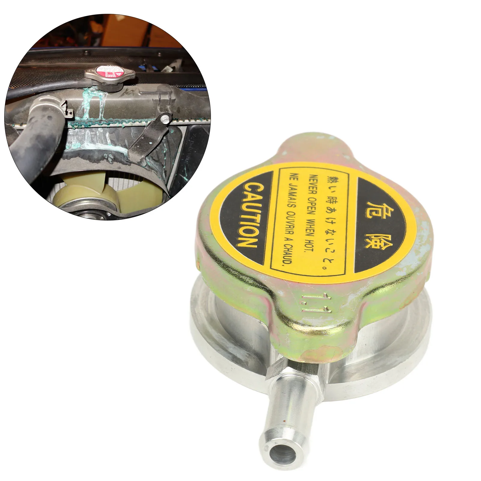 Saldatura del radiatore ID da 32mm sul collo di riempimento collo di aggiunta del liquido di raffreddamento in lega di alluminio con tappo del radiatore da 1,1 bar per la modifica del veicolo