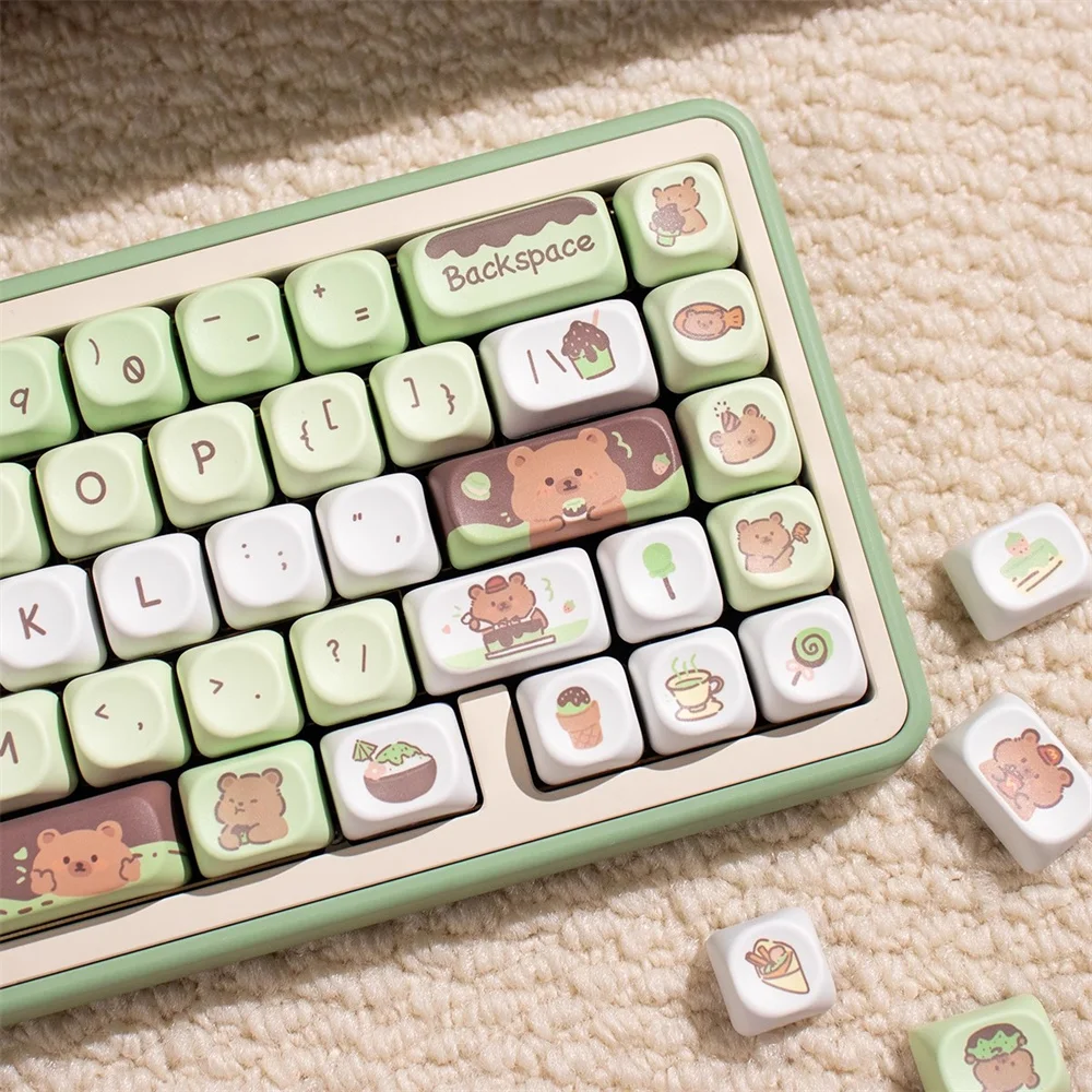 

USLION 95/132 Keys MOA Profile Keycaps Dessert Bear Theme PBT Key Caps for Aula F75 GMK67 GMK87 Gaming Mechanical Keyborad