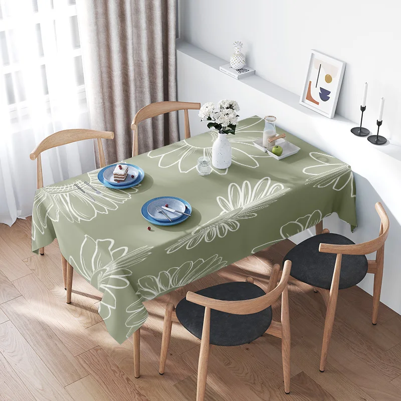 

Green Floral Tablecloth Modern Dining Room Decoration Set for Kitchen Tables with Flowers Design Home Textiles 3D Printed Decora