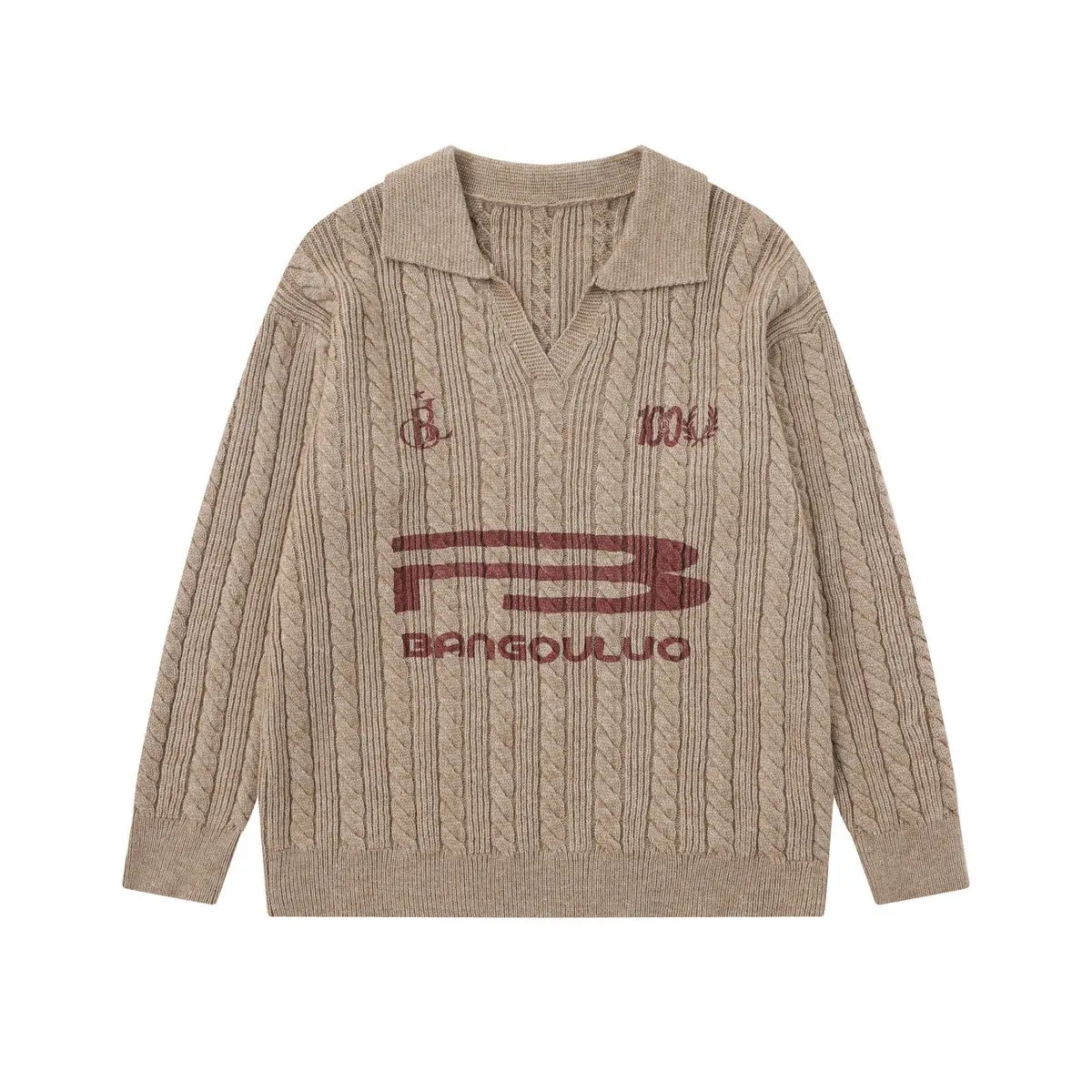 

2025 Autumn New Guochao Retro Heavy Industry Lapel Fashion Design Casual Loose Men's and Women's Sweaters