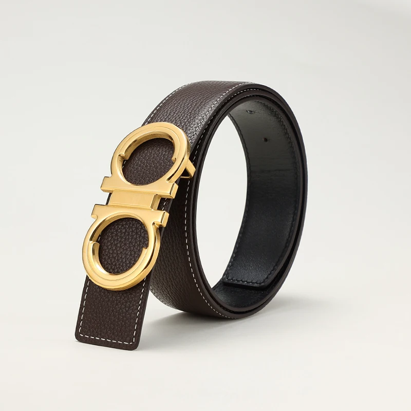 DIMY 2026 new lychee patterned leather belt with cowhide and leather replacement buckle handmade waist belt