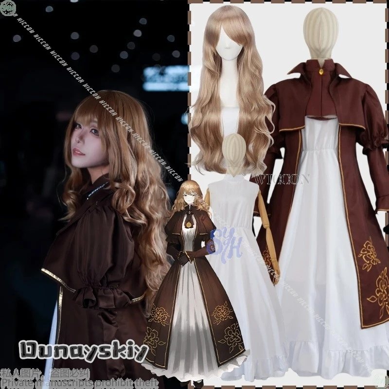ชุดคอสเพลย์คาทีเรนจากอนิเมะเกมลิมบัส คอมพ์ไน์{BankaiMode} สไตล์วินเทจแบบพระราชวัง สีน้ำตาลหวานแบบโลลิต้า ชุดเดรสสีขาวสำหรับฮาโลวีน