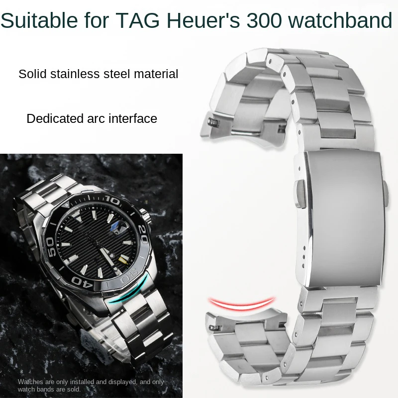 Solid stainless steel watch band for Heuer Aquaracer 300 dedicated curved interface watch chain Tag metal strap accessory 21.5mm