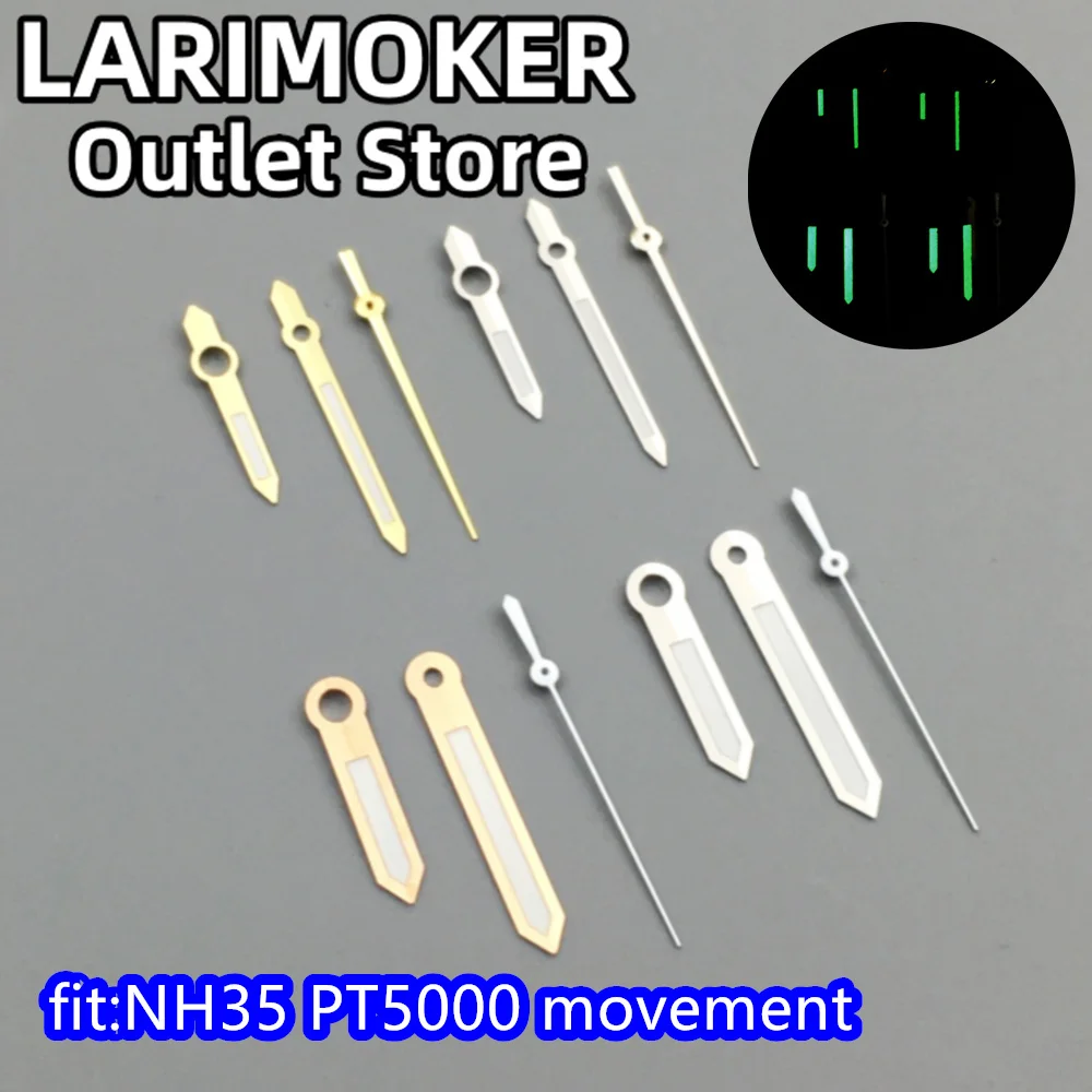 

LARIMOKER fit NH35A NH36A 4R35 4R36 7S26 PT5000 Green Luminous Watch Hand Silver/Rose Gold Edge Needle Set Watch Accessories