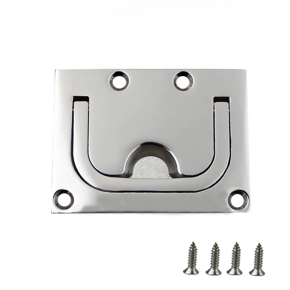 Stainless Steel Boat Recessed Hatch Square Flush Llift Ring Handle Marine Locker Flush Lift Ring Pull Deck Hatch Boat