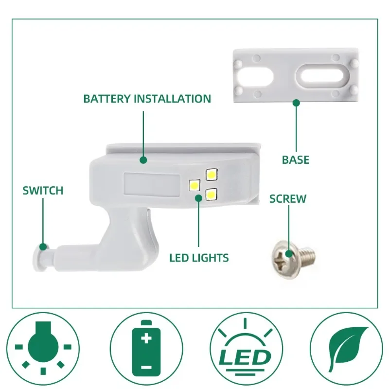 Imagem -06 - Led Lâmpada de Dobradiça Interna sob a Luz do Armário Universal Sensor Luz para Armário Cozinha Quarto Armário Noite Lâmpada 20 Peças