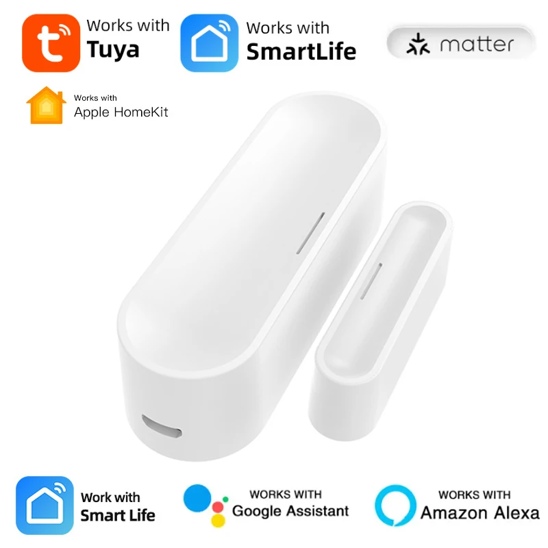 Tuya Matter Thread Door Window Sensor USB Powered Smart Home Wireless Detector Work with HomeKit Alexa Google Home SmartThings