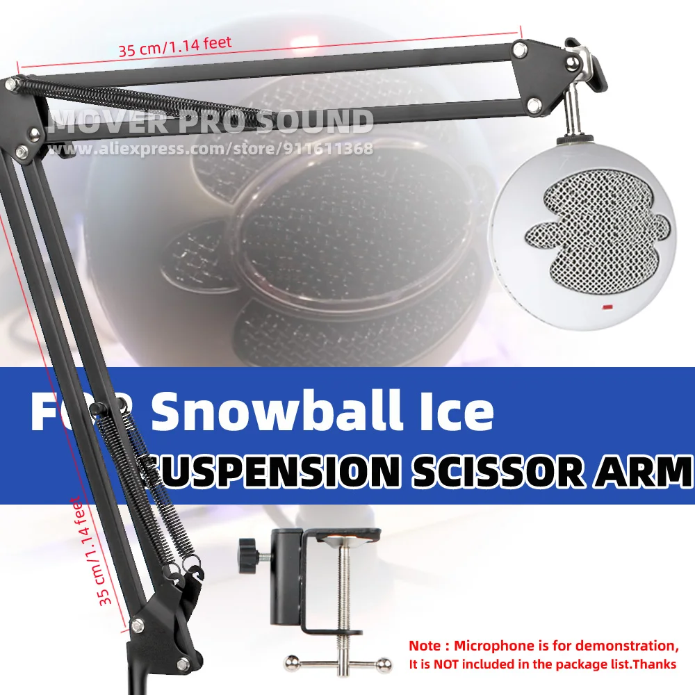 For BLUE SNOWBALL ICE Microphone Stand Desk Top Mount SNOW BALL Mike Holder Tabletop Suspension Boom Arm Mic Crane Scissor Rack