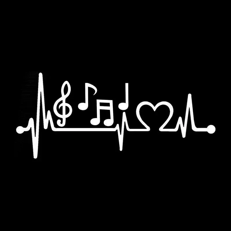 Car Stickers Music Notes Heartbeat Vinyl Decals Motorcycle Decoration Accessories Waterproof Sunscreen Cover Scratches PVC,30CM