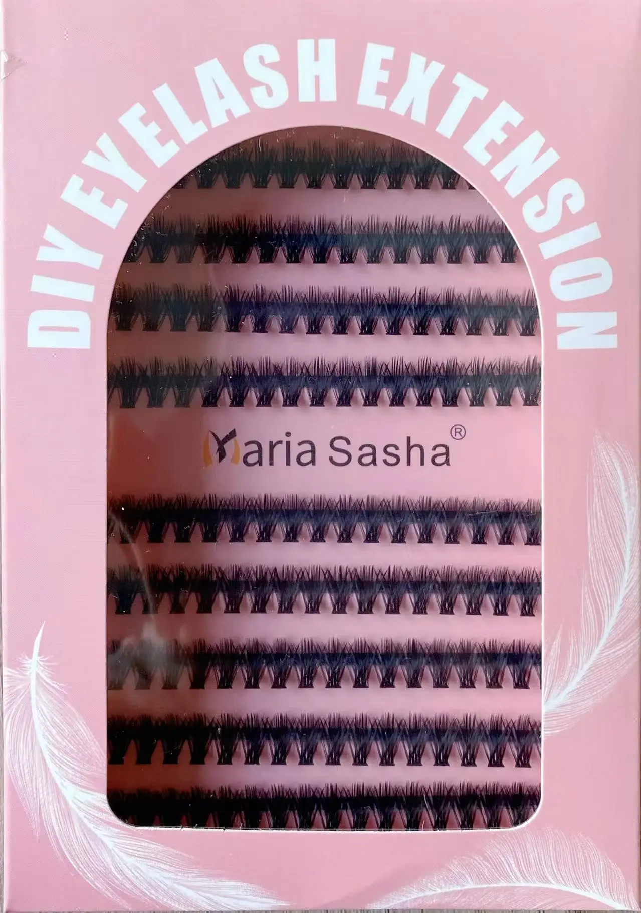 MARIA Sasha Zestaw do samodzielnego przedłużania rzęs, pojedyncze rzęsy, mieszanka kępek, 10 rzędów kępek rzęs z klejem i akcesoriami do rzęs