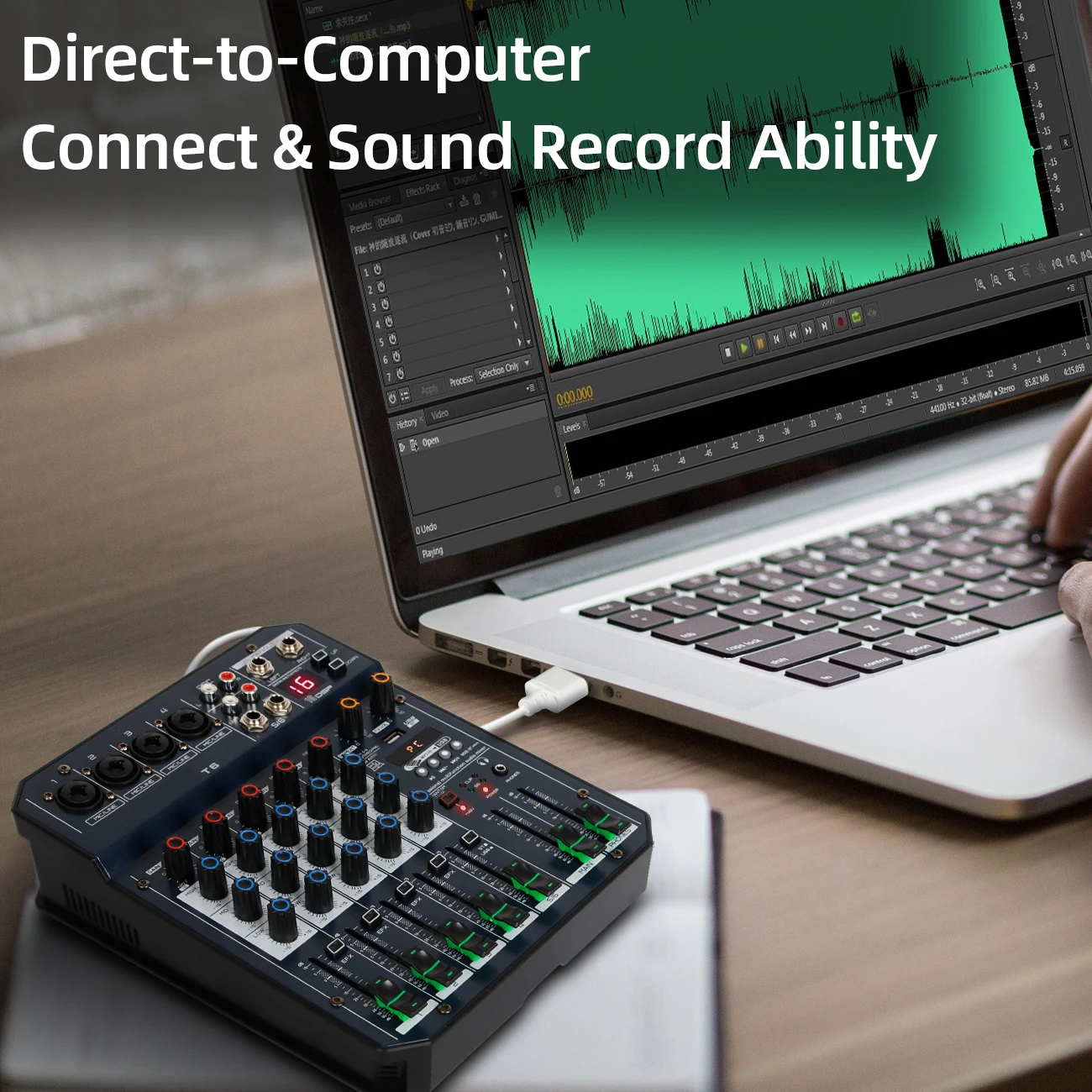 Sound Table T6 Audio Mixer 6-Channel Sound Card Processor Sound Controller Interface for PC Recording Streaming New Mixing Live