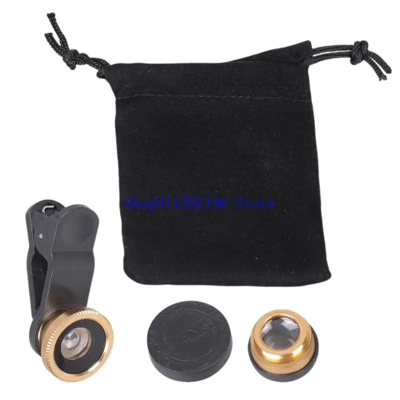 P82A 3 In 1 Camera Lens Portable Clip On Phone Fisheye Lens Clip Lens
