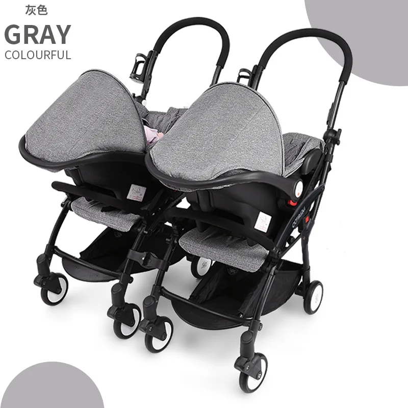 Twin Stroller Split Three-in-one Safety Basket Newborn Lightweight Folding Stroller Outdoor Travel Portable Baby Stroller