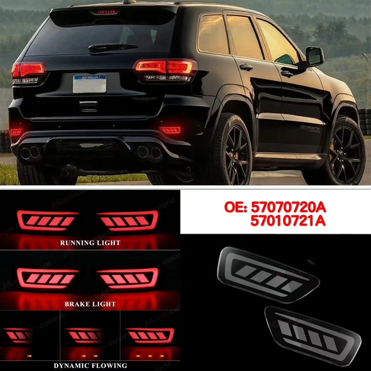 

Для Dodge Journey отражатель заднего бампера для Jeep Grand Cherokee 2011-2022 светодиодный задний фонарь плавный указатель поворота стоп-сигналы