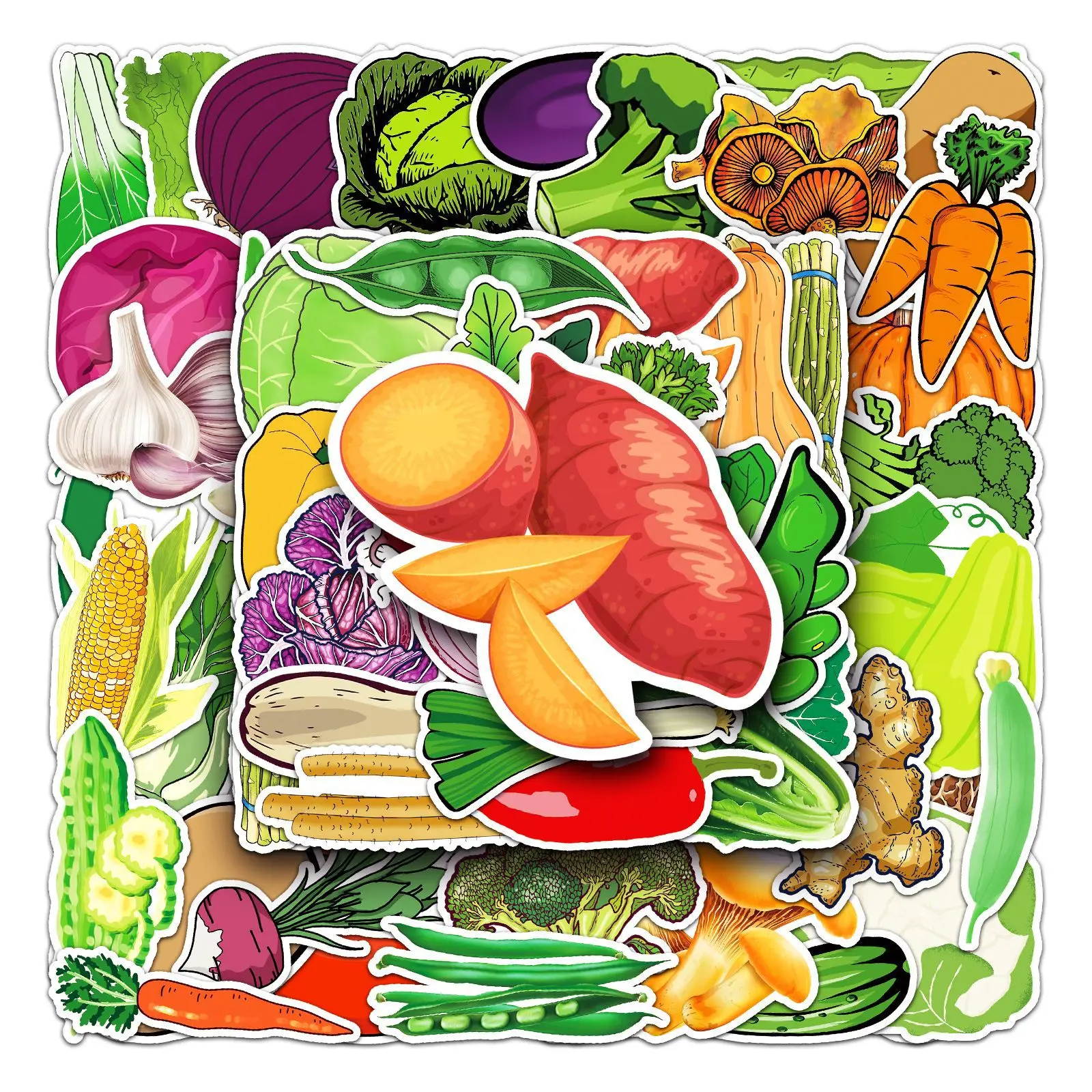 

10/50PCS Vegetable series Cartoon Cute Waterproof Sticker Skateboarding Laptop Guitar Water Cup Snowboard Retro Vinyl Sticker