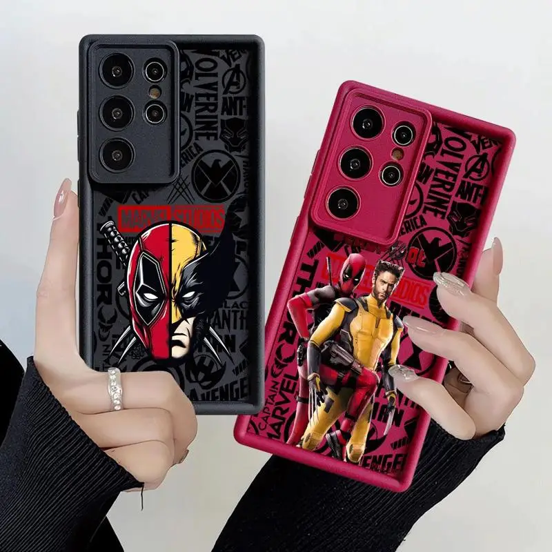 Marvel Deadpool เคสโทรศัพท์ขอบ3D วูลเวอรีนสำหรับ Samsung Galaxy, S22 S23 S24 S20พิเศษ FE Note 20 A50 A04 A04S บันไดฟันด้า