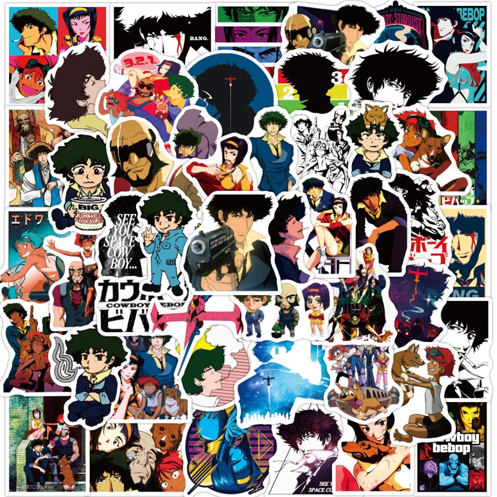 

10/30/50pcs Spike Spiegel Cowboy Bebop Stickers Cool Girls Faye Valentine Sticker Laptop Skateboard Notebook Classic Anime Decal